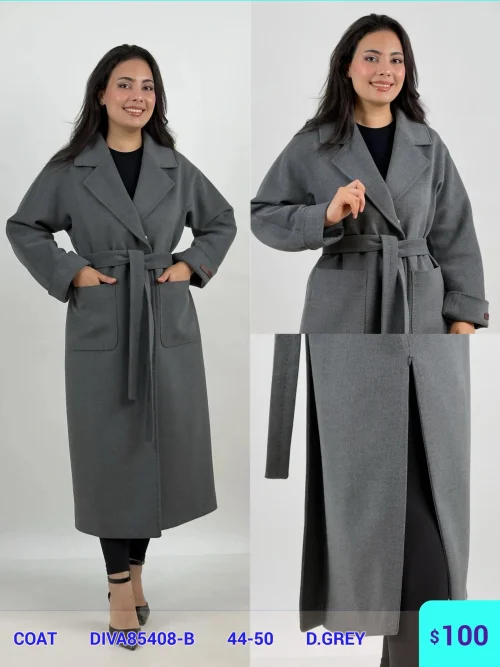 Пальто DIAGONAL (Gray, модель DIVA85408-B) оптом