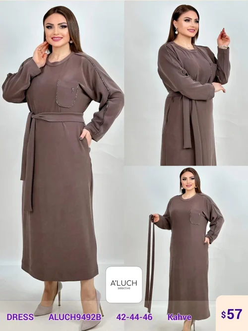 Платье DIAGONAL (Brown, модель ALUCH9492B) оптом