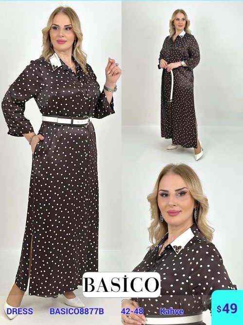 Платье DIAGONAL (Коричневый, модель BASICO8877B) оптом