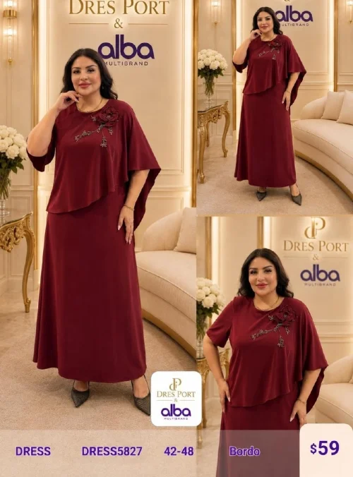 Платье DIAGONAL (Burgundy, модель DRESS5827) оптом