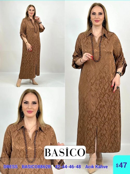 Платье DIAGONAL (Коричневый, модель BASIC08862B) оптом