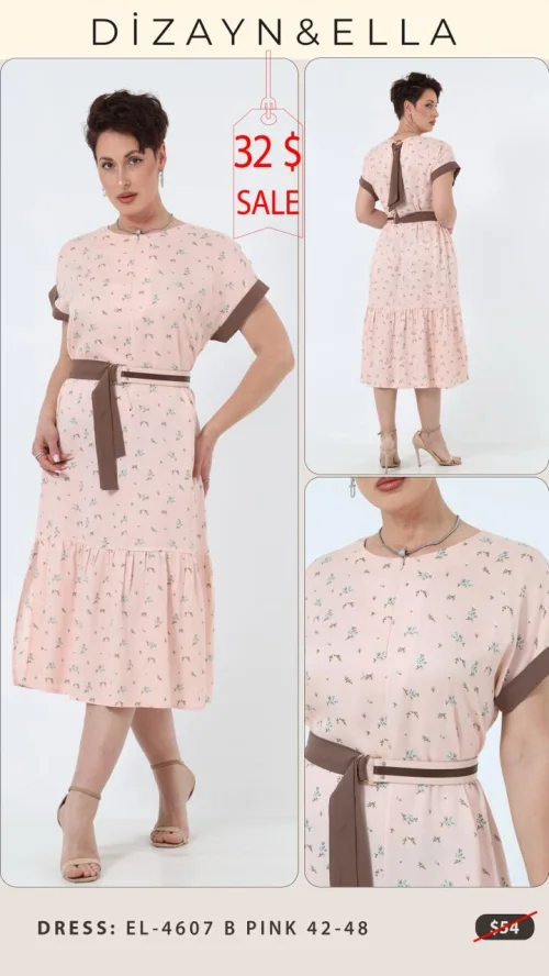 Платье Dizayn&Ella (Розовый, модель EL-4607 B) оптом