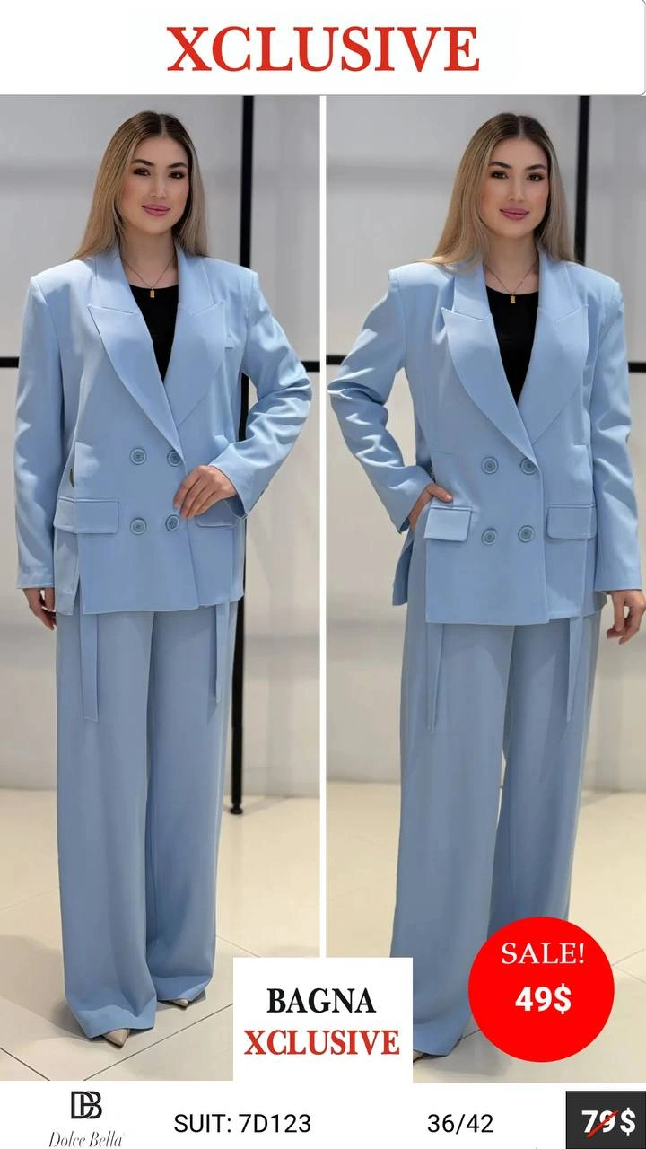 Костюм, DOLCE BELLA, Голубой, модель 7D123, женская одежда оптом из Турции, Лалели