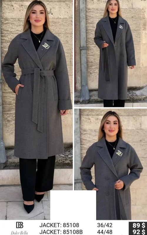 Пальто DOLCE BELLA (Темно-серый, модель 85108) оптом