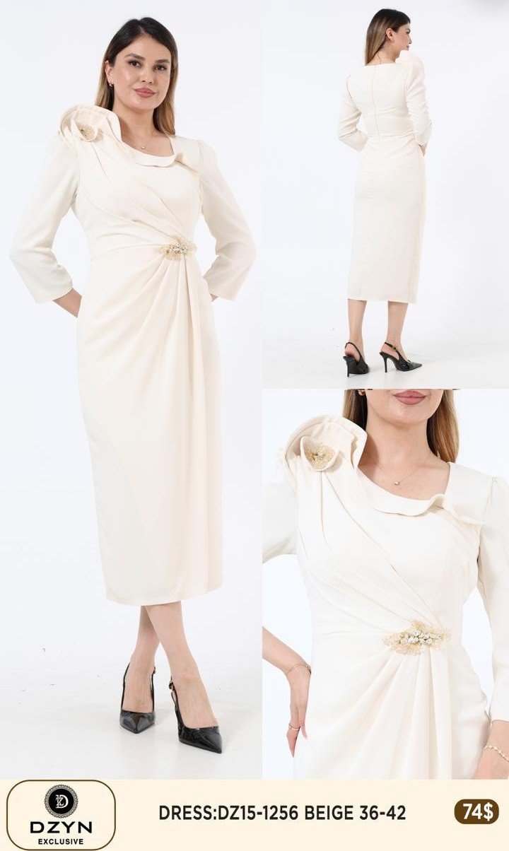 Платье DZYN EXCLUSIVE (Бежевый, модель DZ15-1256) оптом