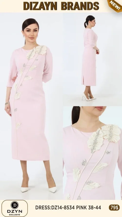 Платье DZYN EXCLUSIVE (Розовый, модель DZ14-8534) оптом