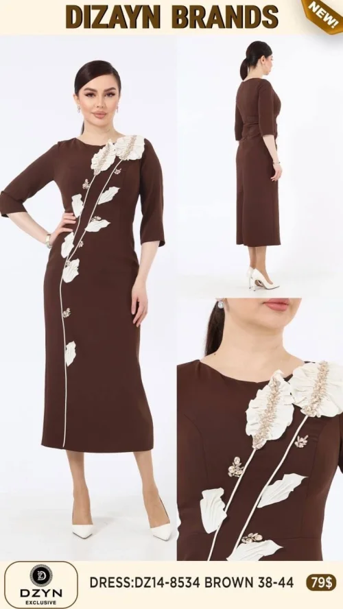 Платье DZYN EXCLUSIVE (Коричневый, модель DZ14-8534) оптом