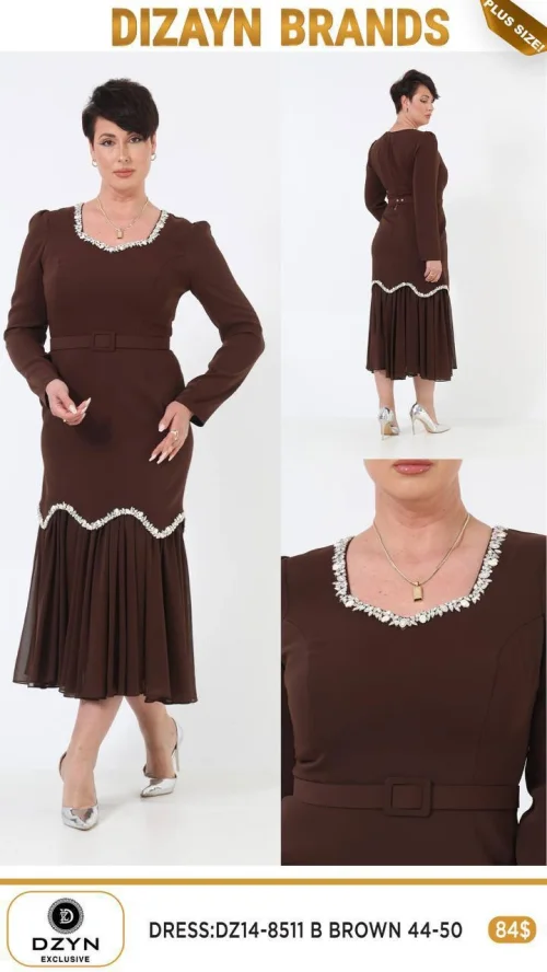 Платье DZYN EXCLUSIVE (Коричневый, модель DZ14-8511) оптом