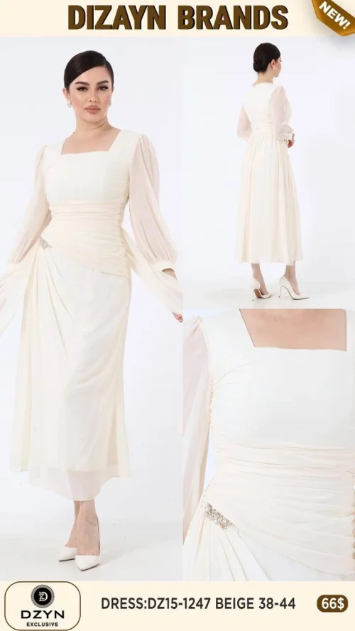 Платье DZYN EXCLUSIVE (Бежевый, модель DZ15-1247) оптом