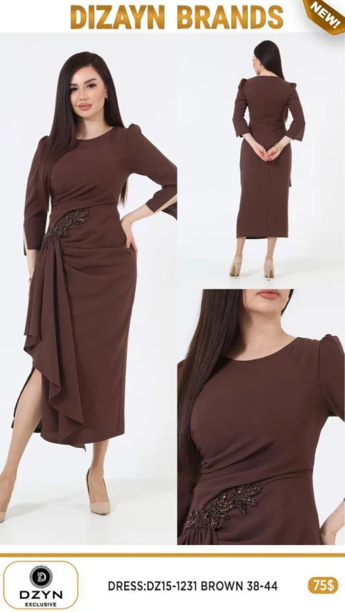 Платье DZYN EXCLUSIVE (Коричневый, модель DZ15-1231) оптом