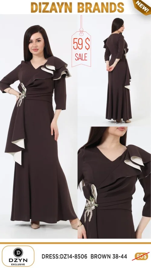 Платье DZYN EXCLUSIVE (Коричневый, модель DZ14-8506) оптом