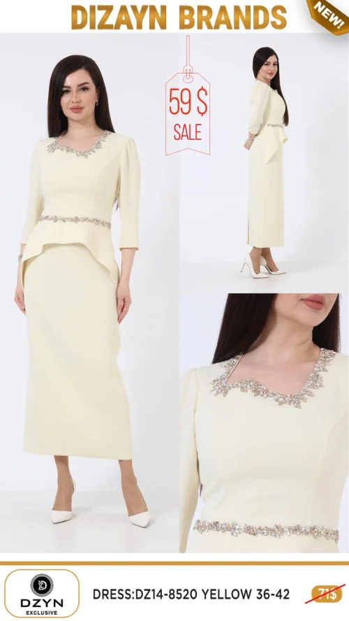 Платье DZYN EXCLUSIVE (Желтый, модель DZ14-8520) оптом