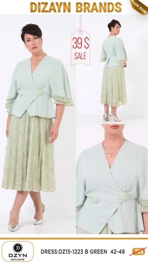 Платье DZYN EXCLUSIVE (Зеленый, модель DZ15-1223) оптом