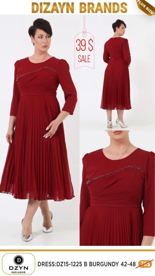 Платье DZYN EXCLUSIVE (Бордовый, модель DZ15-1225) оптом