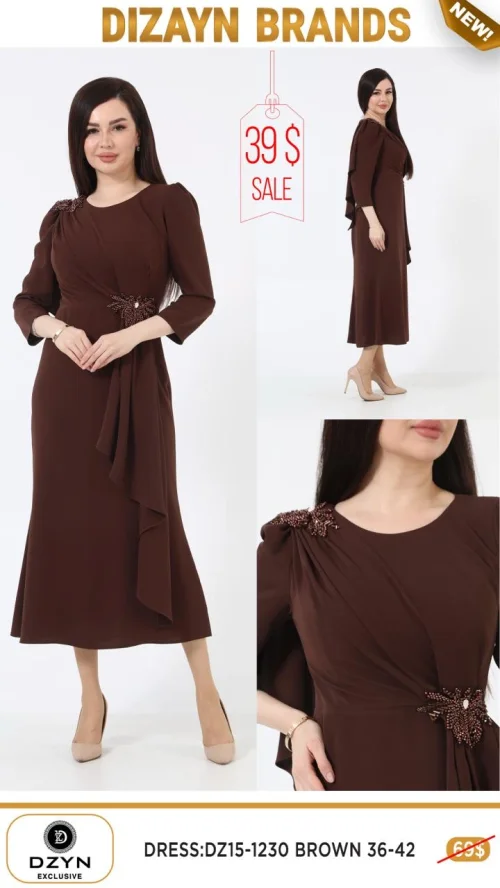 Платье DZYN EXCLUSIVE (Коричневый, модель DZ15-1230) оптом