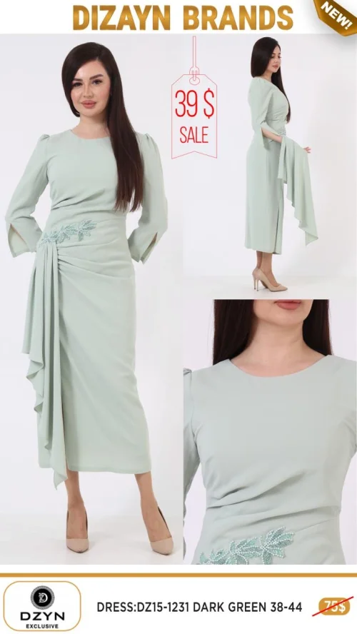 Платье DZYN EXCLUSIVE (Зеленый, модель DZ15-1231) оптом