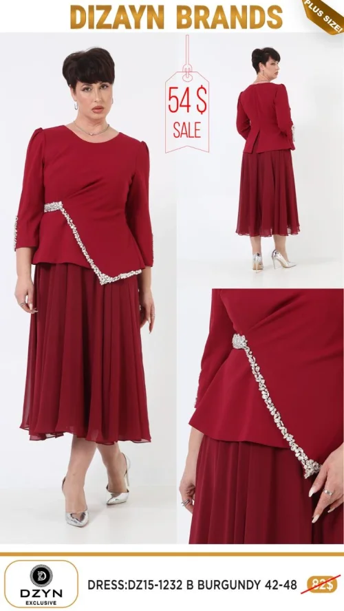 Платье DZYN EXCLUSIVE (Бордовый, модель DZ15-1232) оптом
