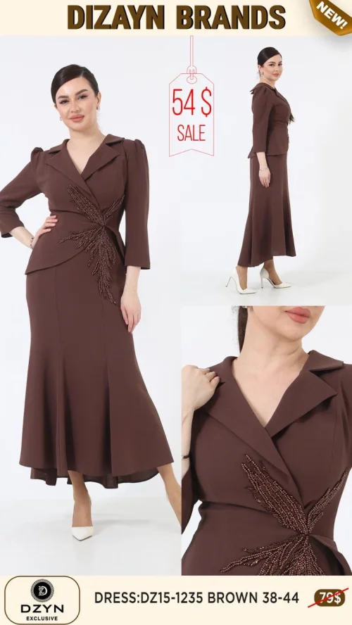 Платье DZYN EXCLUSIVE (Коричневый, модель DZ15-1235) оптом