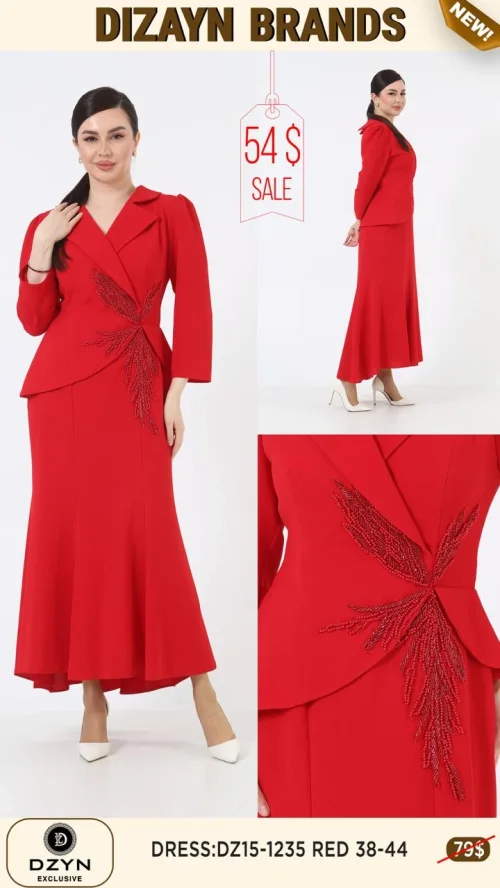 Платье DZYN EXCLUSIVE (Красный, модель DZ15-1235) оптом