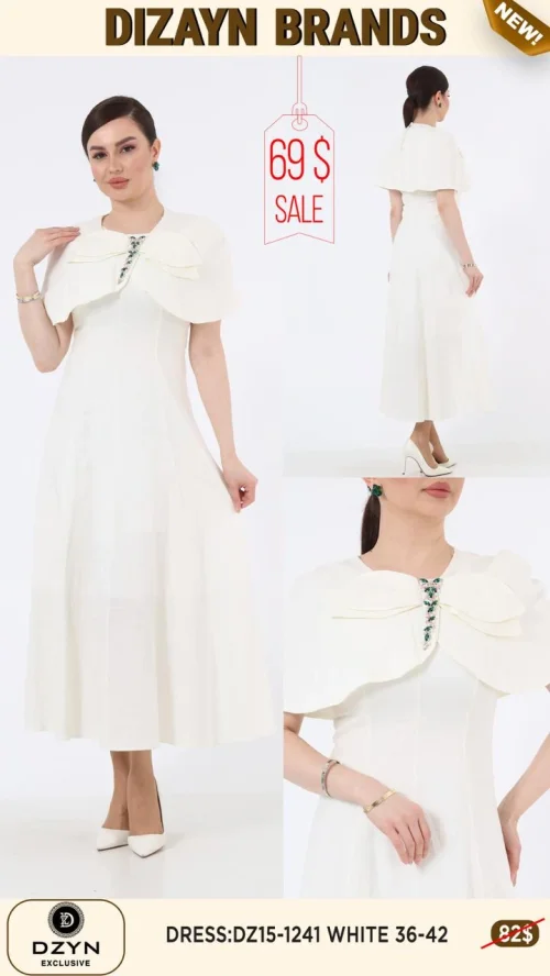 Платье DZYN EXCLUSIVE (Белый, модель DZ15-1241) оптом