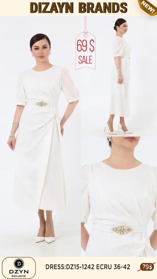 Платье DZYN EXCLUSIVE (Кремовый, модель DZ15-1242) оптом
