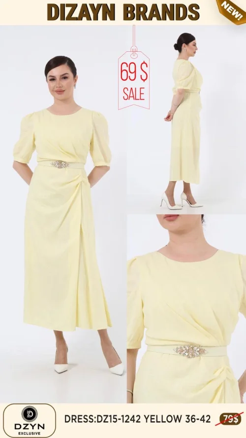 Платье DZYN EXCLUSIVE (Желтый, модель DZ15-1242) оптом