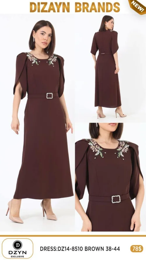 Платье DZYN EXCLUSIVE (Коричневый, модель DZ14-8510) оптом