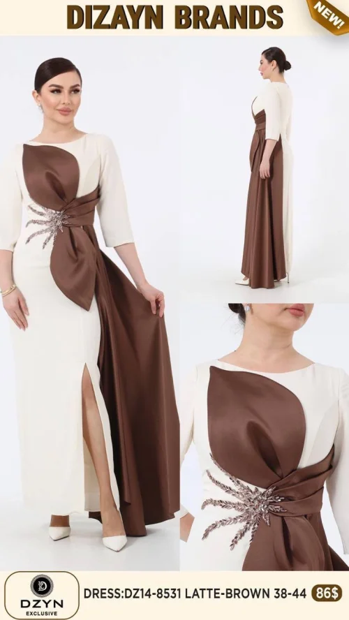 Платье DZYN EXCLUSIVE (Коричневый, модель DZ14-8531) оптом