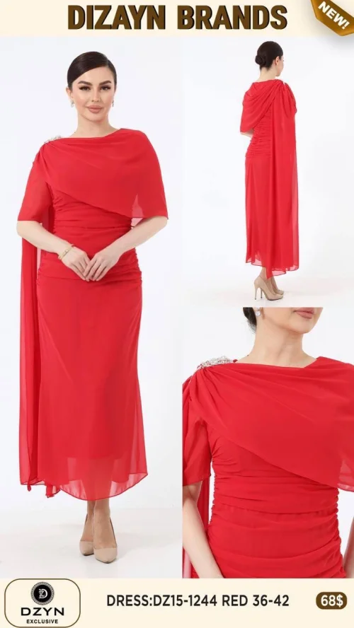 Платье DZYN EXCLUSIVE (Красный, модель DZ15-1244) оптом