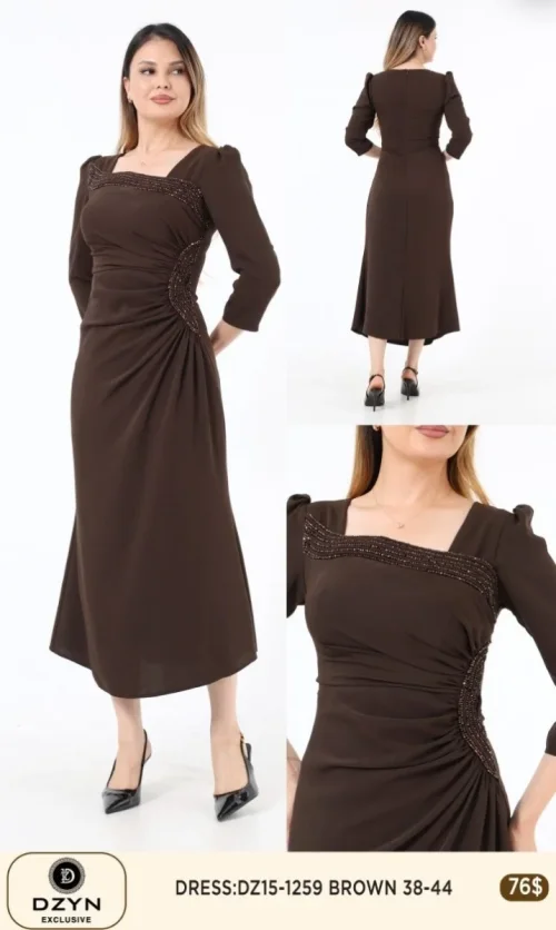 Платье DZYN EXCLUSIVE (Brown, модель DZ15-1259) оптом
