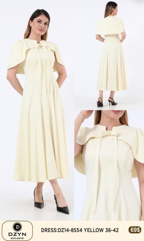 Платье DZYN EXCLUSIVE (Желтый, модель DZ14-8554) оптом