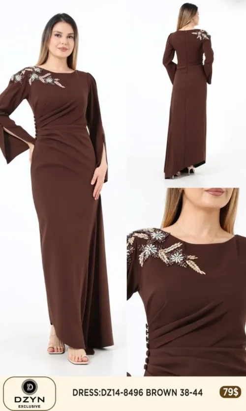 Платье DZYN EXCLUSIVE (Brown, модель 8496) оптом