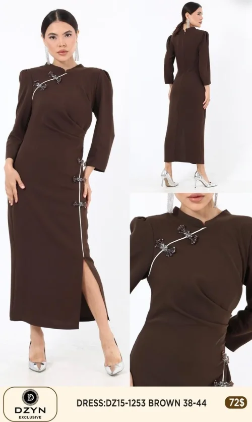 Платье DZYN EXCLUSIVE (Коричневый, модель DZ15-1253) оптом