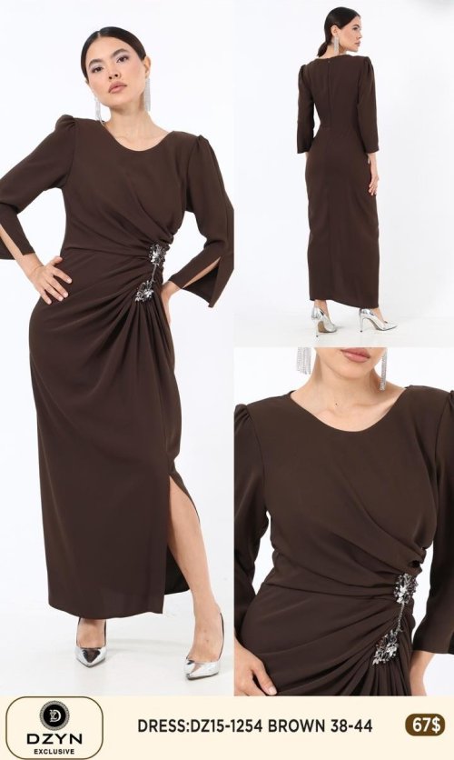 Платье DZYN EXCLUSIVE (Коричневый, модель DZ15-1254) оптом