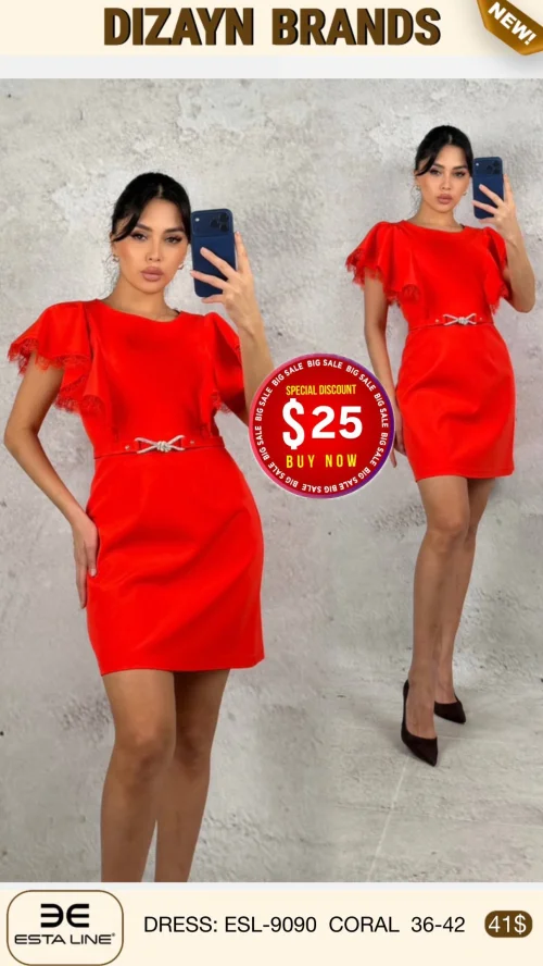 Платье Esta Line (Коралловый, модель ESL-9090) оптом
