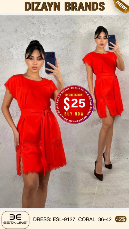 Платье Esta Line (Коралловый, модель ESL-9127) оптом