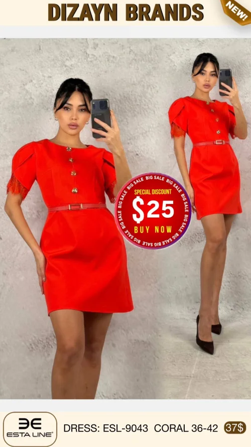 Платье Esta Line (Коралловый, модель ESL-9043) оптом