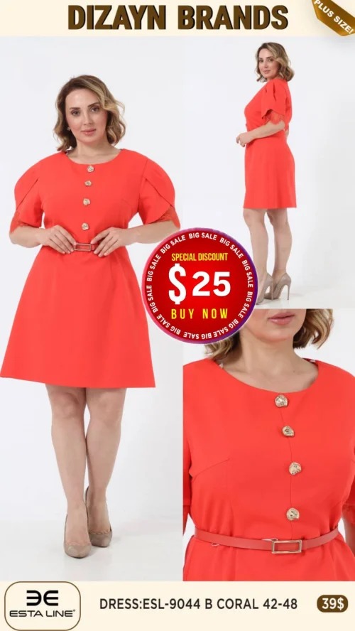 Платье Esta Line (Коралловый, модель ESL-9044 B) оптом