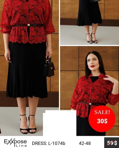 Платье EXXPOSE LINE (Красный, модель L-1074B) оптом