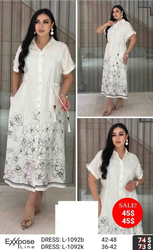 Платье EXXPOSE LINE (Белый, модель L-1092K) оптом