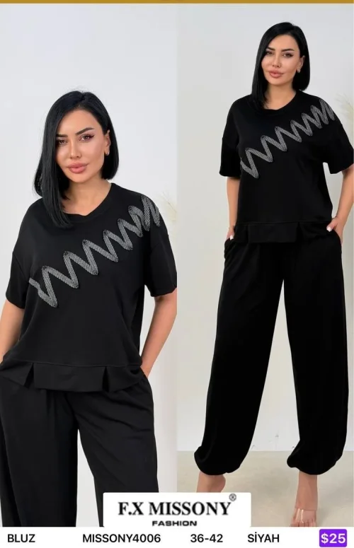 Блузка F.x Mi̇ssony (Black, модель MISSONY4006) оптом