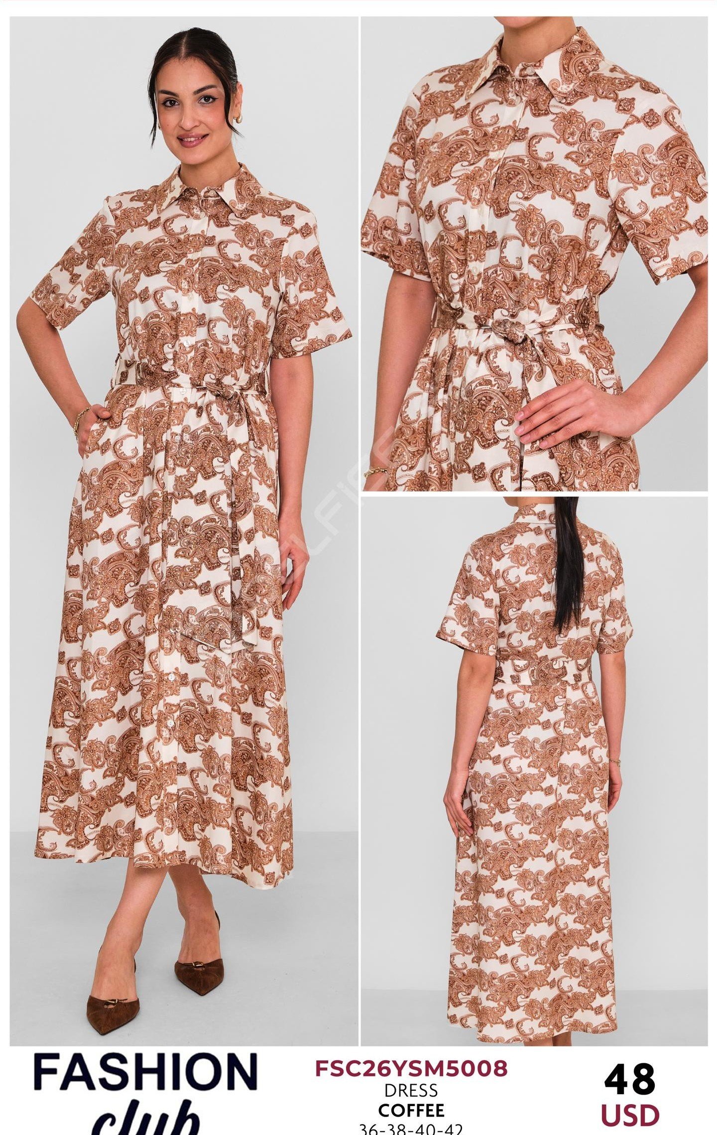Платье FASHION CLUB (Коричневый, модель FSC26YSM5008) оптом