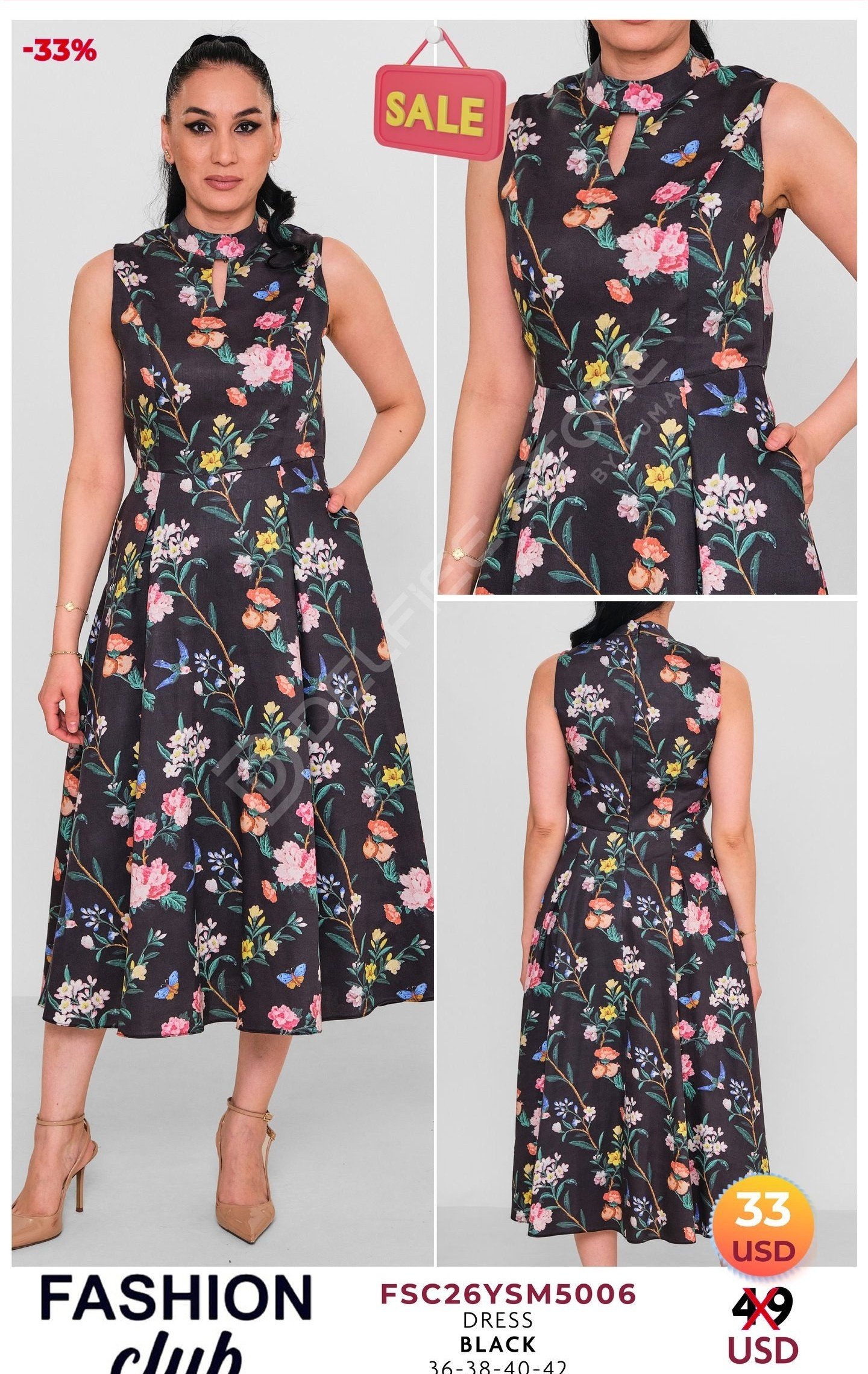 Платье FASHION CLUB (Черный, модель FSC26YSM5006) оптом