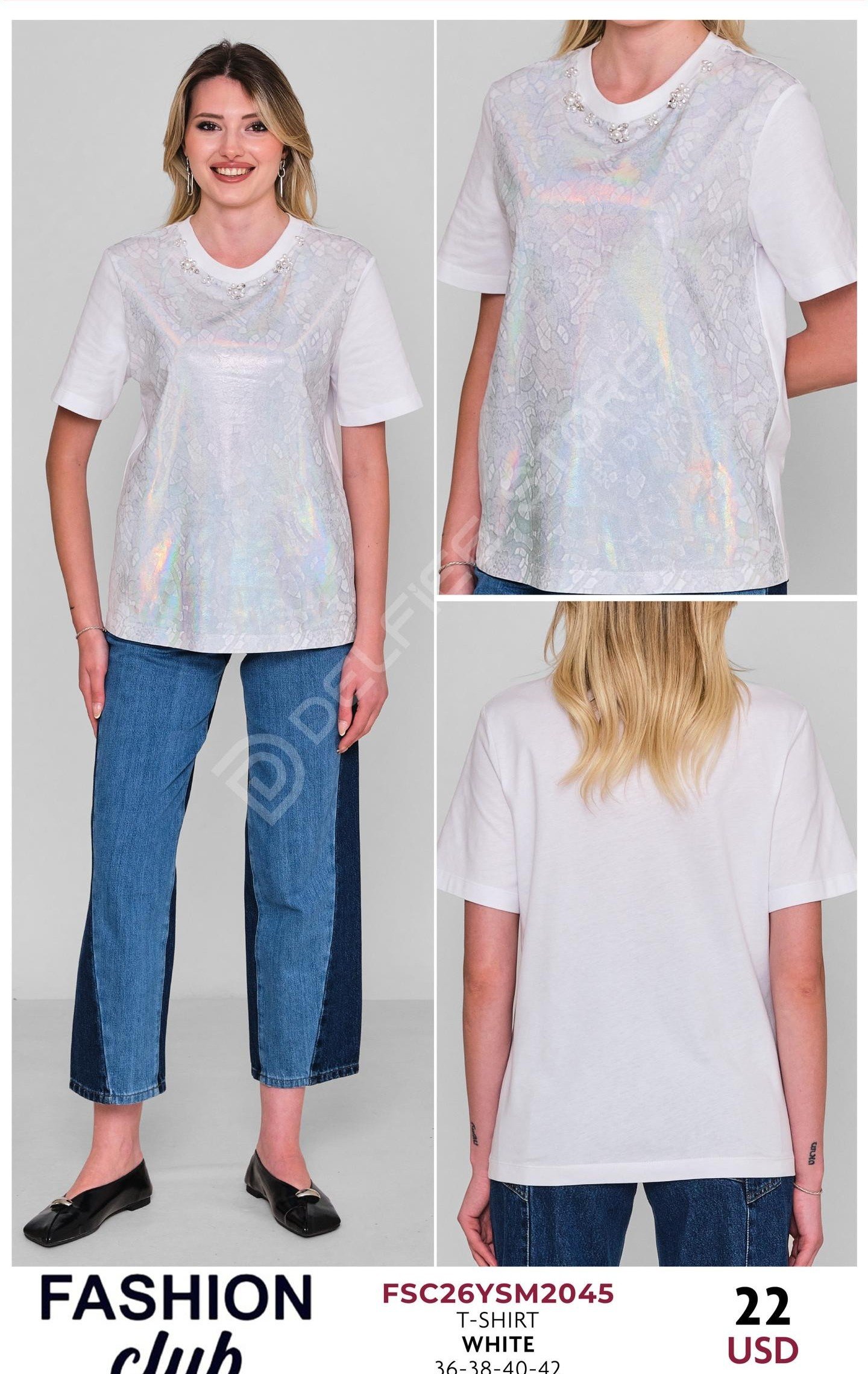 Футболка FASHION CLUB (Белый, модель FSC26YSM2045) оптом