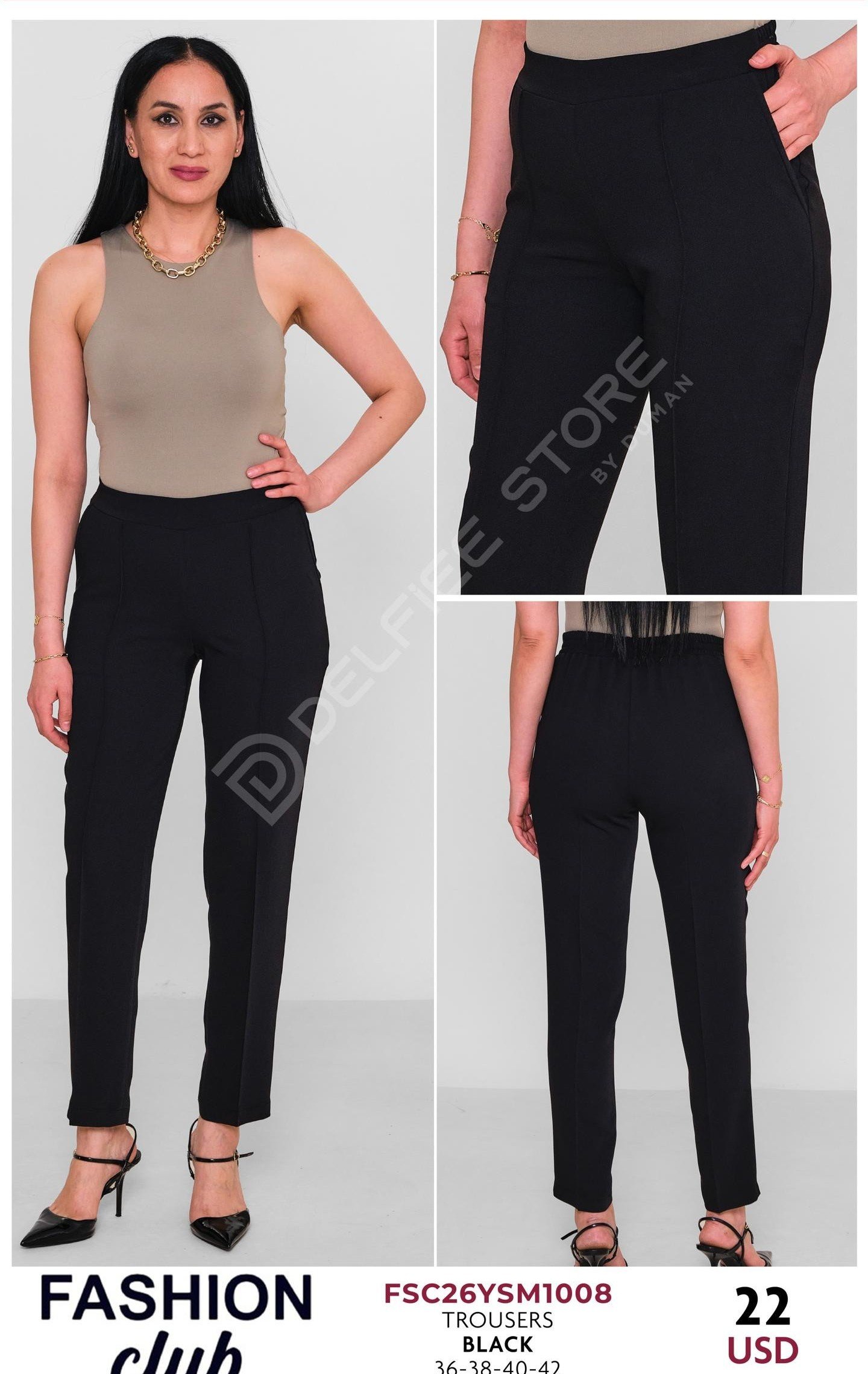 Брюки FASHION CLUB (Черный, модель FSC26YSM1008) оптом