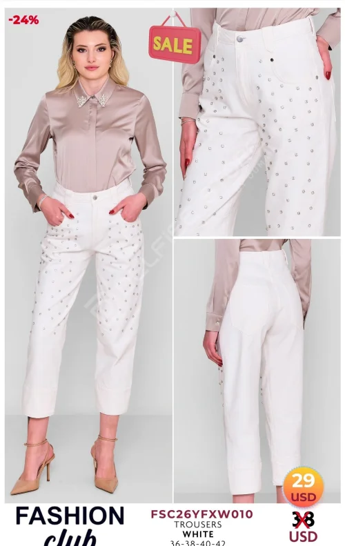 Брюки FASHION CLUB (Белый, модель FSC26YFXW010) оптом