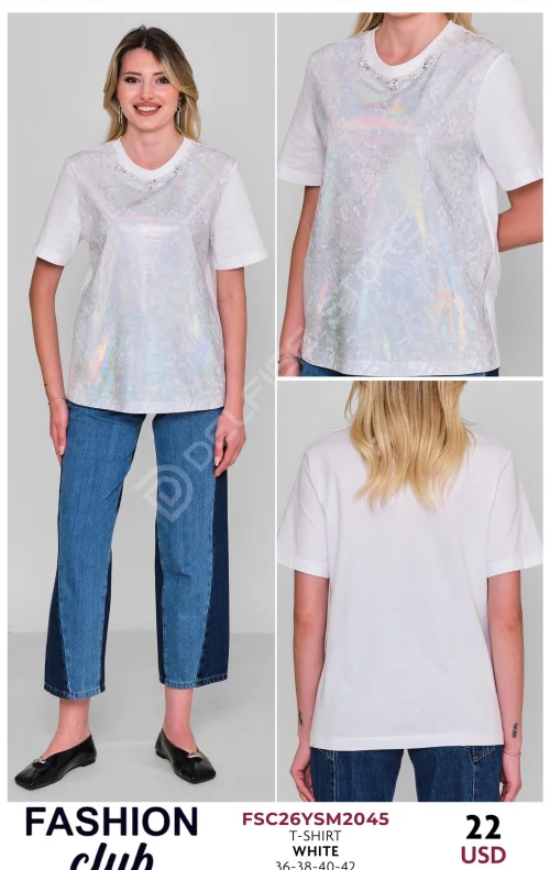 Футболка FASHION CLUB (Белый, модель FSC26YSM2045) оптом