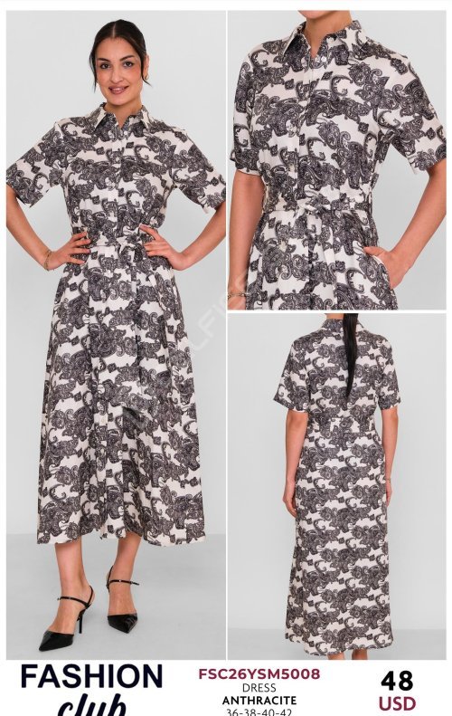 Платье FASHION CLUB (Темно-серый, модель FSC26YSM5008) оптом
