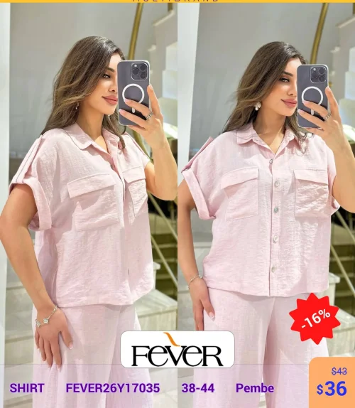 Рубашка FEVER (Розовый, модель FEVER26Y17035) оптом