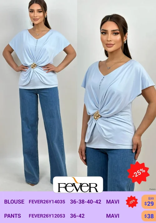 Блузка FEVER (Синий, модель FEVER26YI4035) оптом